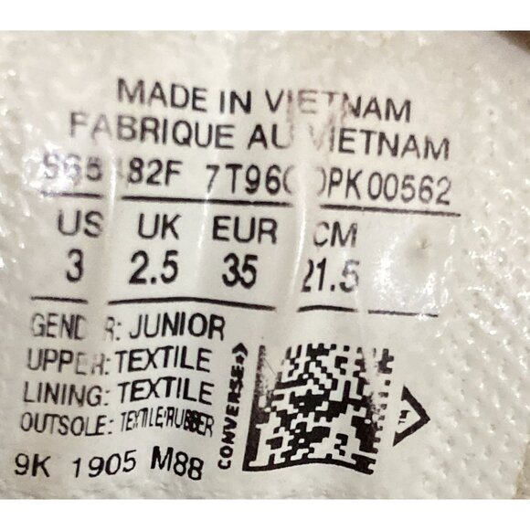 Converse All Star Junior  Size 3 Beige Colorful Splatter Hi-Top Sneakers shoes - Picture 9 of 9